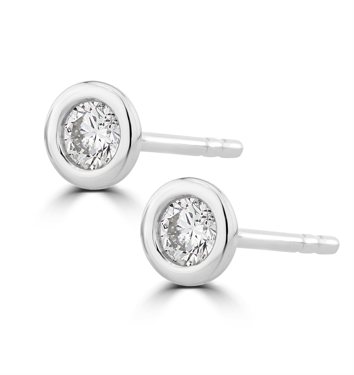 0.20ct Lab Diamond Rub Over Stud Earrings in 9K White Gold - 4.6mm